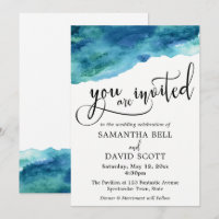 Blue Green Aqua Watercolor Moderne Hochzeit 2