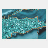 Blue Green Aquamarin Gold Glitzer Agate Trendy Geschenkpapier Set (Vorderseite 3)