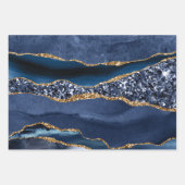 Blue Green Aquamarin Gold Glitzer Agate Trendy Geschenkpapier Set (Vorderseite)