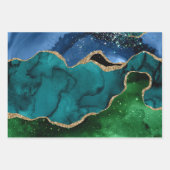 Blue, Green & Aquamarin & Gold Glitzer Peacock Aga Geschenkpapier Set (Vorderseite 2)