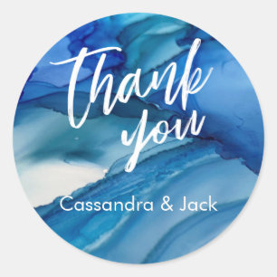 Blue Green Aquamarin Liquid Abstrakt Art Lässig Ha Runder Aufkleber