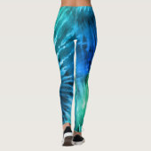 Blue Green & Aquamarin Psychedelic Sternexplosion Leggings (Rückseite)
