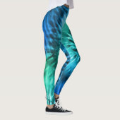 Blue Green & Aquamarin Psychedelic Sternexplosion Leggings (Rechts)