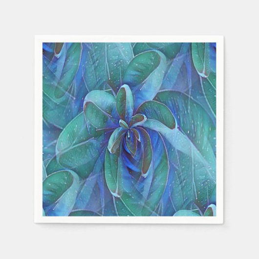 Blue Green Aquamarin Succulent Aloe Rosette Decoup Serviette (Vorderseite)