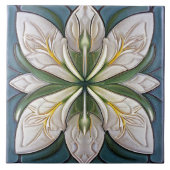Blue Green Art Deco Florale Mauer Dekor Jugendstil Fliese (Vorderseite)