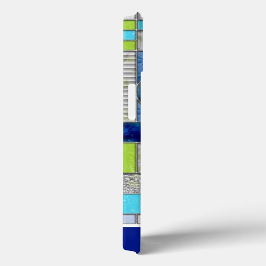 Blue Green Art Deco Hartglas Case-Mate iPhone Hülle (Rückseite / Rechts)