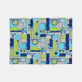 Blue Green Art Deco Hartglas Fleecedecke (Vorderseite (Horizontal))