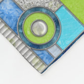 Blue Green Art Deco Hartglas Fleecedecke (Ecke)