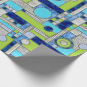Blue Green Art Deco Hartglas Geschenkpapier (Ecke)