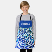 Blue Green Art Themed Paint Party Boy Birthday Schürze (Getragen)