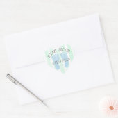 Blue Green Baby Announcprints Herz-Aufkleber (Umschlag)