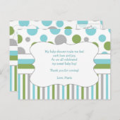 Blue Green Baby Shower Vielen Dank, dass Sie sich Postkarte (Vorne/Hinten)