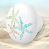 Blue Green Beach Seashell Starfish Design Keramikknauf