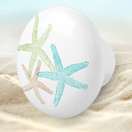 Blue Green Beach Seashell Starfish Design Keramikknauf