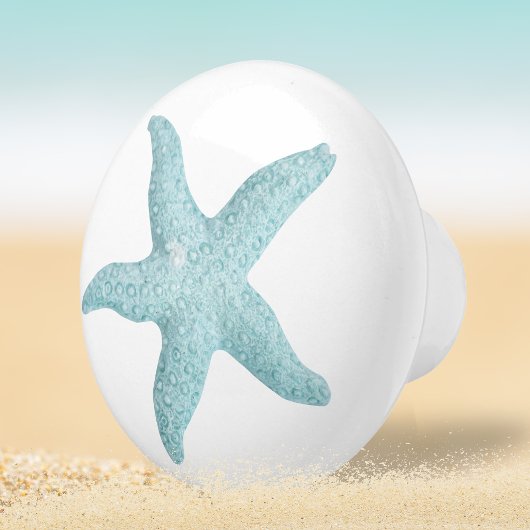 Blue Green Beach Seashell Starfish Design Keramikknauf