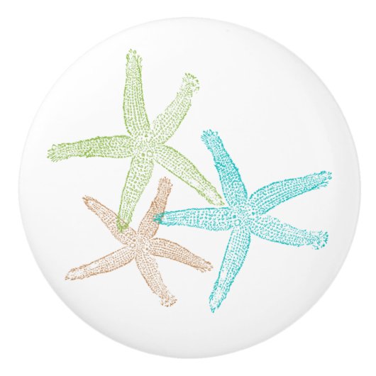 Blue Green Beach Seashell Starfish Design Keramikknauf (Vorderseite)
