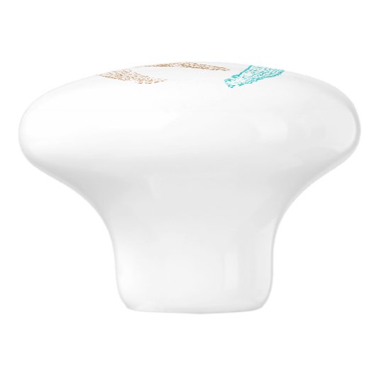 Blue Green Beach Seashell Starfish Design Keramikknauf (Seitenansicht)