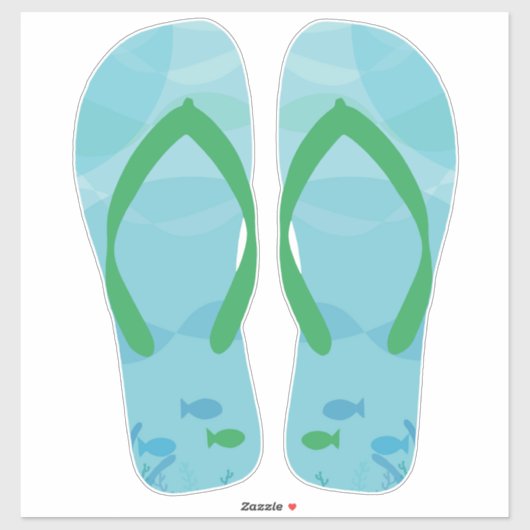 Blue Green Beachy Flip Flops Beach Sandals Aufkleber (Blatt)
