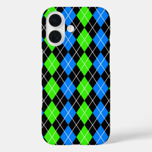 Blue Green Black Raute Diamond Design iPhone 16 Hülle