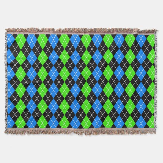 Blue Green Black Raute Diamond Design Decke (Vorderseite)