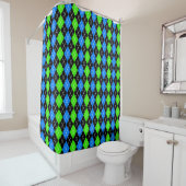 Blue Green Black Raute Diamond Design Duschvorhang (Beispiel)