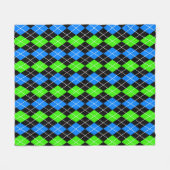 Blue Green Black Raute Diamond Design Fleecedecke (Vorderseite (Horizontal))