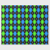 Blue Green Black Raute Diamond Design Geschenkpapier (Flach)