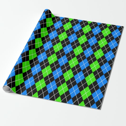 Blue Green Black Raute Diamond Design Geschenkpapier (Ungerollt)