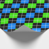 Blue Green Black Raute Diamond Design Geschenkpapier (Ecke)