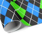 Blue Green Black Raute Diamond Design Geschenkpapier (Rolleneckpunkt)
