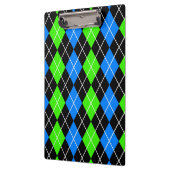Blue Green Black Raute Diamond Design Klemmbrett (Links)