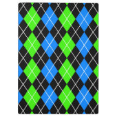 Blue Green Black Raute Diamond Design Klemmbrett (Rückseite)