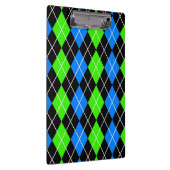 Blue Green Black Raute Diamond Design Klemmbrett (Rechts)