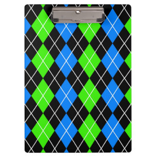 Blue Green Black Raute Diamond Design Klemmbrett