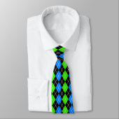 Blue Green Black Raute Diamond Design Krawatte (Gebunden)
