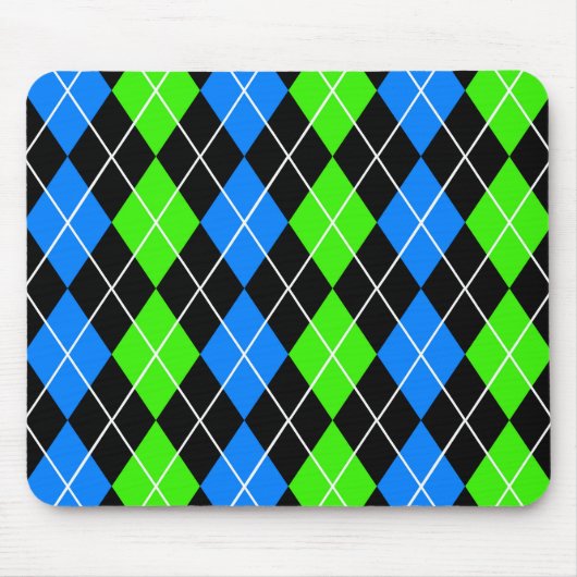 Blue Green Black Raute Diamond Design Mousepad (Vorne)