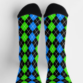 Blue Green Black Raute Diamond Design Socken (Oben)