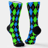 Blue Green Black Raute Diamond Design Socken (Gewinkelt)