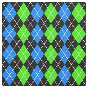 Blue Green Black Raute Diamond Design Stoff