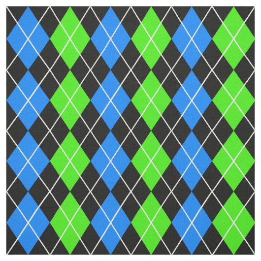 Blue Green Black Raute Diamond Design Stoff (Muster)