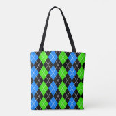 Blue Green Black Raute Diamond Design Tasche (Rückseite)