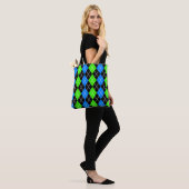 Blue Green Black Raute Diamond Design Tasche (Am Model)