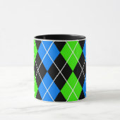 Blue Green Black Raute Diamond Design Tasse (Zentrum)