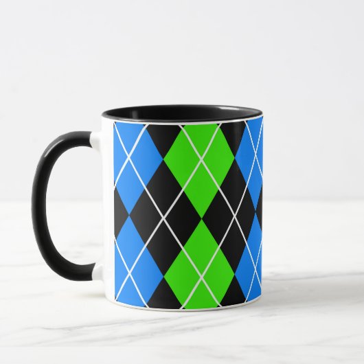 Blue Green Black Raute Diamond Design Tasse (Links)