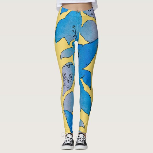 Blue-Green-Blätter Sommer-Leggings Leggings (Vorderseite)