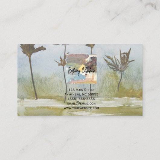 Blue Green Blume Business Card Visitenkarte (Rückseite)