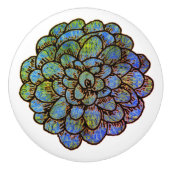 Blue Green Blume Keramikknauf (Vorderseite)