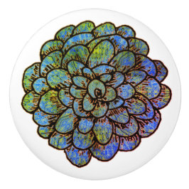 Blue Green Blume Keramikknauf