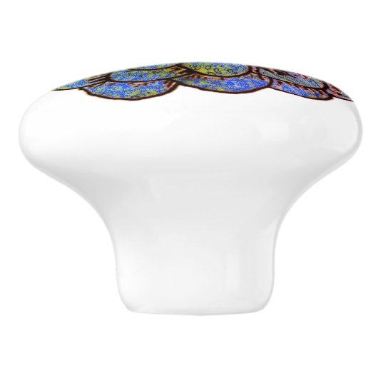 Blue Green Blume Keramikknauf (Seitenansicht)