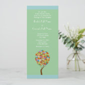 Blue Green Blume Liebe Tree Einladung Hochzeit (Stehend Vorderseite)